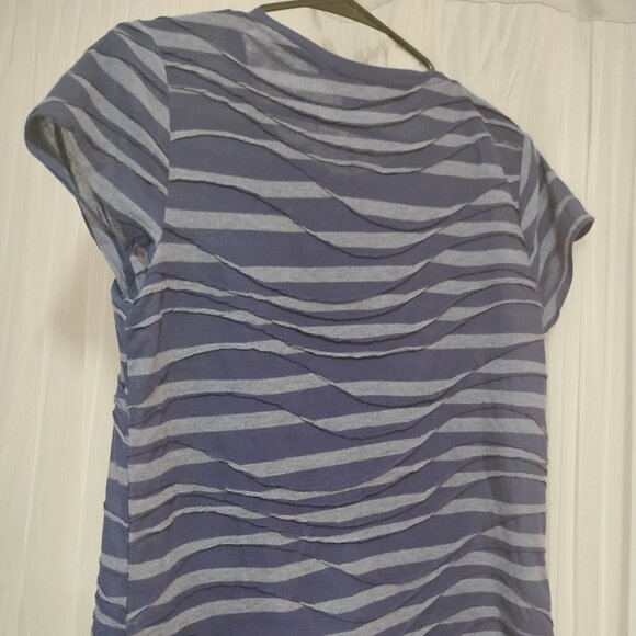 Simply Vera Vera Wang Navy & Gray Striped Ruched T-Shirt - Womens Size Medium - Picture 3 of 6